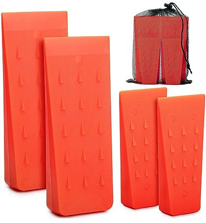 UNCO- Tree Felling Wedges with Spikes, 4Pack, 5.5 & 8 Wedges with Storage Bag, Splitting Wedge, Plastic Wedges, Logging Tools and Equipment, Chainsaw Wedges for Trees