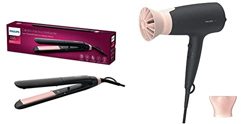 Lisseur ThermoProtect Philips StraightCare Essential (Modèle BHS378/00) & Sèche-cheveux Philips Séries 3000 avec l’accessoire ThermoProtect (Modèle BHD350/10)