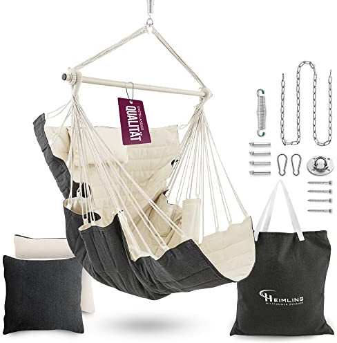 HEIMLING Hängesessel High-Class Outdoor & Indoor XXL [All Inclusive Paket mit Aufhängung + 3 Kissen] Kinder & Erwachsene bis 150 kg | Hängematte Wohn- Schlafzimmer, Garten Balkon Terrasse