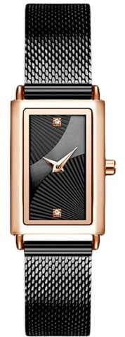 RORIOS Damenuhr Rechteck Uhren Analog Quarz Uhr mit Edelstahl Mesh Band Business Armbanduhr für Damen Mädchen