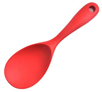 1 Stück Antihaft-Reislöffel, Silikon-Reislöffel, hygienisches Design, Kochlöffel, Kochgeschirr, Kochen, Backen, Rühren (rot)