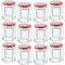 Offer Shop Glass Jam Jars with Red Gingham Lid & Labels - 280ml Hexagonal Storage Glass Jars | Food-grade, BPA-free Airtight seal for Spices Honey- 12 PACK