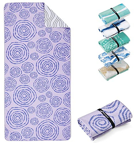 Fit-Flip Strandtuch XXL - Mikrofaser Badetuch - Strandtücher leicht und schnelltrocknend - 100% recyceltes Mikrofaser Handtuch - Strandhandtuch zum Baden (Circles 200x90cm)