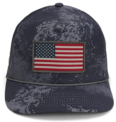 Paramount Outdors Performance Perforierte American Flag Trucker Hat Rope Cap Snapback, Black Cirrus, Einheitsgr��e