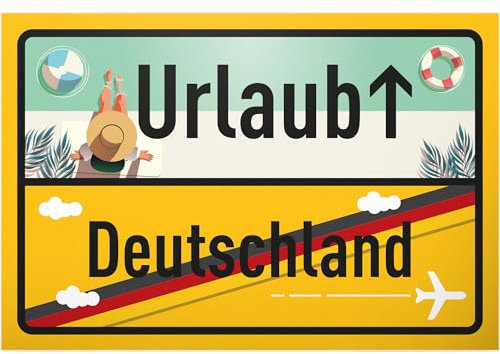 DankeDir! Urlaub Deutschland Ortsschild - Schild 30 x 20 cm - Geschenk Idee Gutschein Reise Urlaub Reisegutschein Männer & Frauen Geldgeschenk Abschiedskarte Geschenkidee Deko Karte