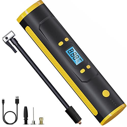 ZORUMAN Cordless Tyre Inflator Air Compressor 6000 mAh Battery Electric Bike Car Tyre Pump with Digital Pressure Gauge and LED Light, 150PSI Tyre Inflator for Cars, Motorcycles, Bicycles, Balls,Yellow