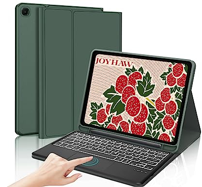 IVEOPPE Samsung Galaxy Tab S7 Fe Tastatur, Tastatur Hülle für Samsung Galaxy Tab 7 FE/S7+/S8+ 12.4'', Abnehmbarer für Galaxy S7 Plus/S8 Plus mit QWERTZ Layout, Dunkelgrün
