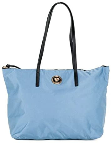 Versace Portuna Medusa Medium Cornflower Blue Nylon Leder Tote Bag Geldbörse, keine Farbe, keine Größe, Keine Farbe, no-size, Versace