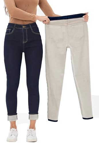 Yehopere Women's Winter Fleece Lined Jeans Slim Fit Warm Skinny High Waist Denim Jean, Blueformal, M