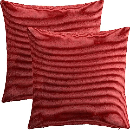 Erwin Müller Kissenhülle Glasgow 2er-Pack Cord rot Größe 50x50 cm
