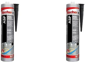 Fischer ASP Nero, Adesivo sigillante tenace e resistente per giunti a pavimento, in facciata, condotte, lamiera e carrozzeria, Cartuccia in alluminio da 300 ml, 544918 Confezione da 2