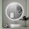 Aica Sanitär Runder LED Badspiegel 60cm mit Kosmetikspiegel Uhr Kalt/Neutral/Warmweiß dimmbar Touch/Wandschalter Memory Beschlagfrei