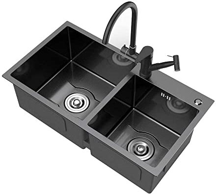 Fregadero Cocina Fregadero Fregadero de Cocina Fregadero Manual de Acero Inoxidable 304 Fregadero Doble Fregadero de Cocina Lavabo Engrosado Fregadero de Acero Inoxidable