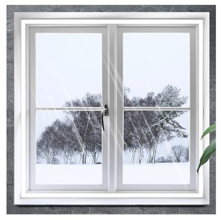 kegeles Pellicola isolante per finestre, kit di vetri secondari per pellicole termiche per finestre, kit di isolamento per finestre trasparenti 195x195cm Bianco