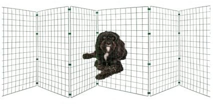 Freestanding Dog Barrier - 75cm High 5 x 50cm Wide Panels Room/Hallway Fence Divider, Folding Gate, Fence for Indoors, Puppy Barrier, Free Standing, Adjustable Stopper & Secure Pet Gate