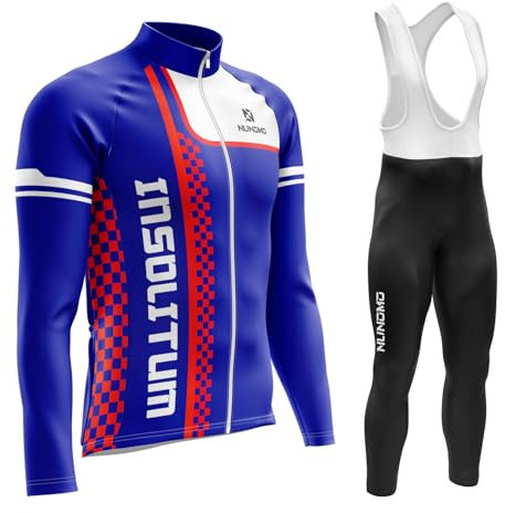 Men's Cycling Suits Thermal Cycling Jersey Set Long Sleeve Bicycle Shirt and Bib Pants MTB Riding Cycling Suit Winter, 9D Padded Bib Tight for Bicycle Riding (TYPE-A6,5XL)