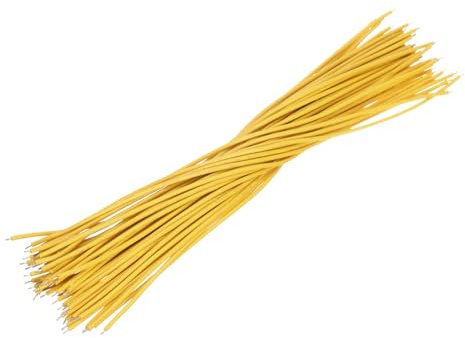 sourcing map 50PCS 20AWG Breadboard Jumper Cable Wires Tinned 1 Pin 20CM Electrical Jumper Wire Soldering Terminal Wire Flexible for DIY Projects, Demonstration Teaching Yellow
