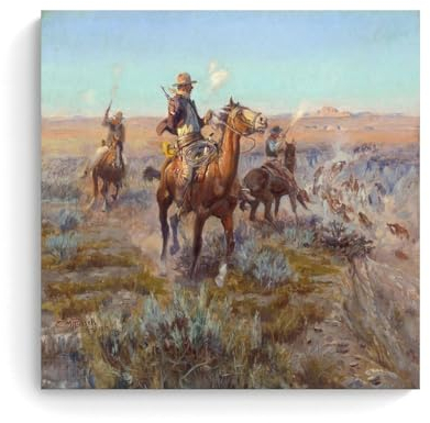 NeAFP Charles Marion Russell Kunstwerk – Rauchendes Rind aus den Pausen, Poster, ästhetischer Druck, Kunst, Wandgemälde, Leinwand, Geschenke, moderne Schlafzimmerdekoration, 30 x 30 cm