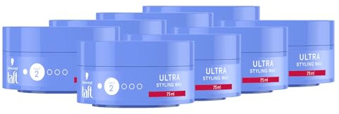 Schwarzkopf TAFT Ultra Styling Wax (8 x 75ml), Haarwax bis zu 24h Kontrolle flexibler Frisuren, schonend für Haar und Kopfhaut, veganes Haarstyling, Haarwachs Haltegrad 2