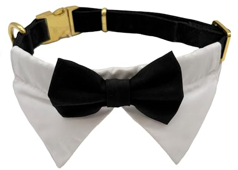 Croci Ceremony Smoking Hundehalsband, Bandana, Smoking für Hunde, Hemd und Fliege, für Hochzeit, verstellbar, M/32-50 cm