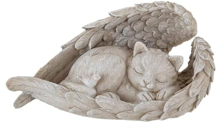 FENGCHUANG Katze Hund Engel Haustier Denkmal Grab Marker Tribut Statue, Katze Engel Gedenkstatue, Wetterfest Grabstein für Garten, Grabsteine oder Rasendekoration (Katze)