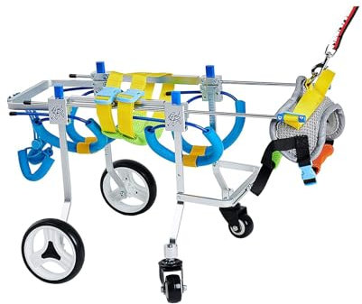ZONABSQQ 4-Rad-/2-Rad-Hunderollstuhl (kann umgebaut Werden), unterstützter Gehwagen, Rehabilitations-Hundelaufgerät, einfache Montage