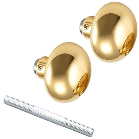 Home Master Hardware Juego de pomos de puerta de latón con eje, perilla de puerta vintage de 2 a 0.25 pulgadas, repuesto de perilla de puerta de estilo antiguo para puertas interiores de cerradura de