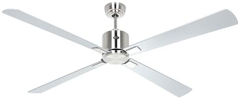 CasaFan Deckenventilator mit WLAN, ECO Neo III, 152 cm, 942337W, Motor aus gebürstetem Chrom, wendbare Flügel, Wenge und Silber