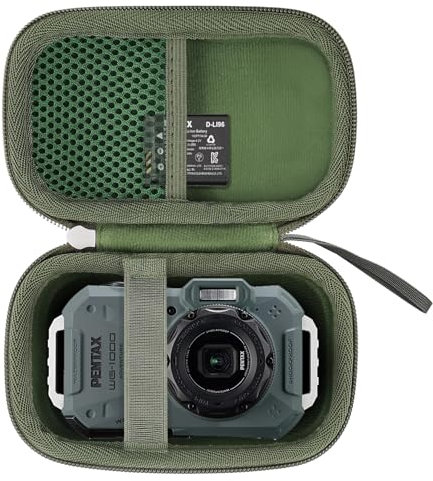 Khanka Étui de Voyage Rigide de Rechange pour Appareil Photo Compact numérique étanche Pentax wg-1000, étui Uniquement. (Olive Verte)