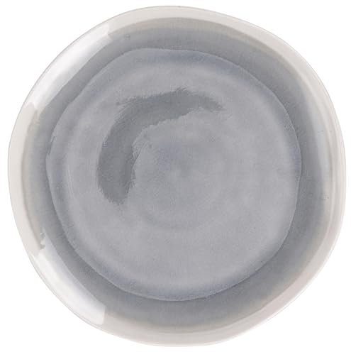 Lot de 6 assiettes plates en grès, gris bord ivoire, The Market B