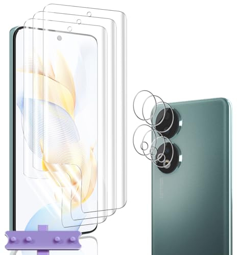Jewloofa Protector de Pantalla Para Honor 90, 3 Piezas TPU Protector Pantalla y 3 Piezas Cristal Templado Protector cámara, Anti-Arañazos, Protector Para Honor 90