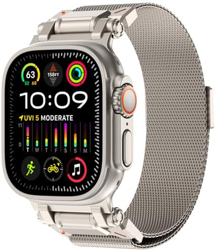 KADES Milanaise Armband für Apple Watch, Edelstahl Magnetisches Metall-Armband für iWatch Ultra 49mm, Series 10 46mm, 9/8/7 45mm, 6/5/4/SE 44mm, Series 3 42mm, Titan