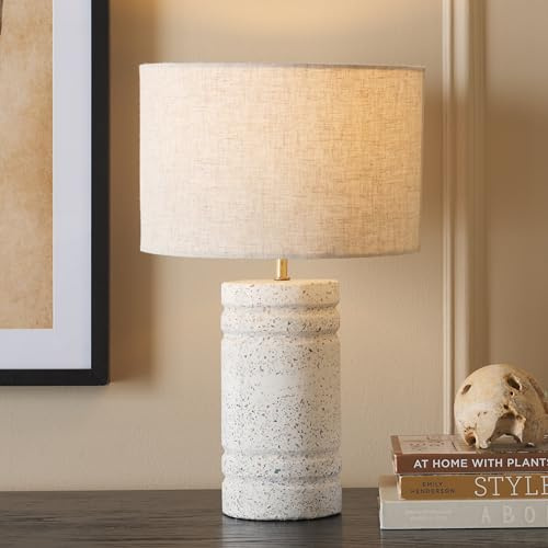 SAFAVIEH Lighting Collection Azalea White Terrazzo 19-inch Table Lamp (LED Bulb Included)