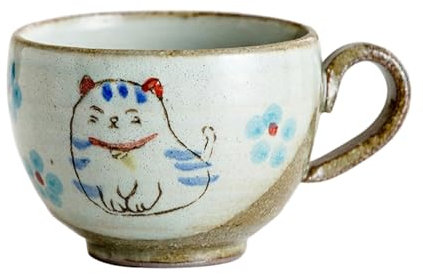 CAPIJIONG Taza de cerámica personalizada minimalista de estilo japonés pintada a mano con dibujos animados para el hogar, taza de desayuno con diseño de gato