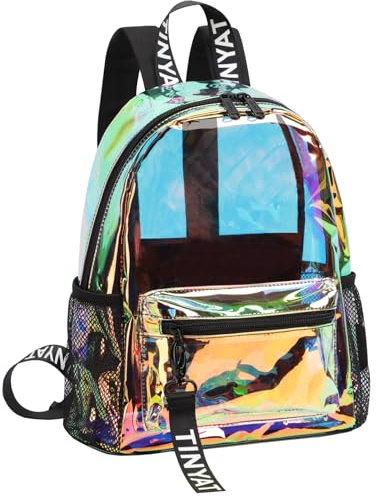 TINYAT Transparenter Damenrucksack, wasserdicht, Super-PVC, lässiger Rucksack, modischer Rucksack, Damen, Einkaufen, Dating, T9051, Bunt, 9051