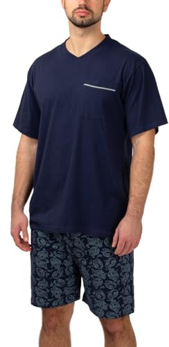 Moonline Herren Pyjama kurz Schlafanzug Baumwolle | Größen M bis 6XL, 100% Baumwolle (außer anthrazit), bequemer Gummizugbund, moderner V-Ausschnitt, praktische Brusttasche