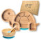 Moon and Moo Bamboo Suction Tortoise Plate & Bowl Set - Perfect Baby Gifts, Eco-Friendly Weaning Set with Powerful Silicone Suction Base, Divided Portion Plate (Blue)