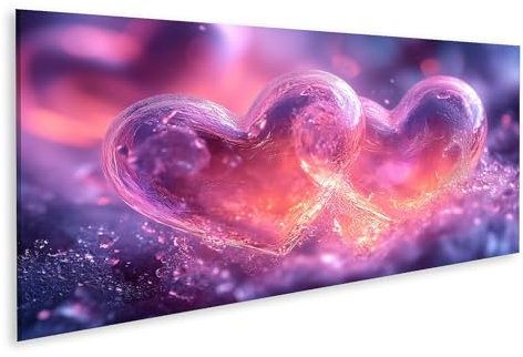 islandburner Prime Bild auf Leinwand Leuchtende Herzen im magischen Licht für Wohnzimmer Romantiker Wellness-Spa Bilder Wandbilder Poster