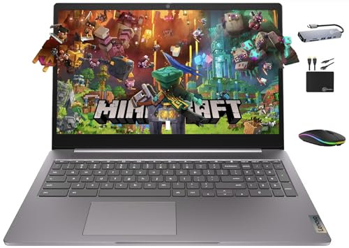 Lenovo Chromebook Flagship - Computer portatile FHD da 15,6 pollici per studenti d'affari, Intel Celeron N4500, 4 GB di RAM, 320 GB di memoria (64 GB eMMC + scheda da 256 GB), WiFi 6, batteria lunga,