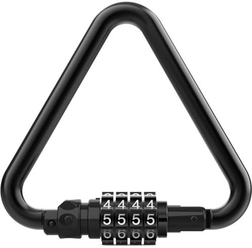 Heavy - Duty 25KN Locking Carabiner - 4 - Inch Triangle Clip, Combination Lock Keychain, Easy - Use for Climbing, Gym, Hammock, Swing, Chain Link & Outdoor (Black)