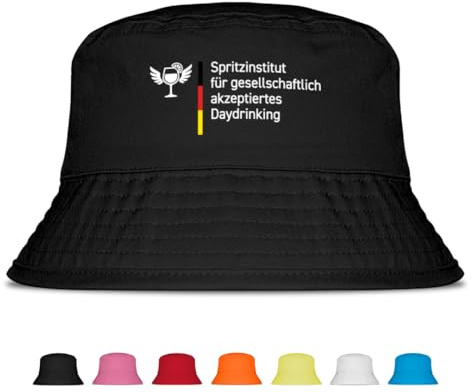 Prozente Momente Spritzinstitut - Fischerhut - Lustiger Fischerhut – Der perfekte Sonnenhut für Herren & Damen – Ideal als Malle-Outfit, Party-Accessoire & Festival-Eimerhut für den Strand