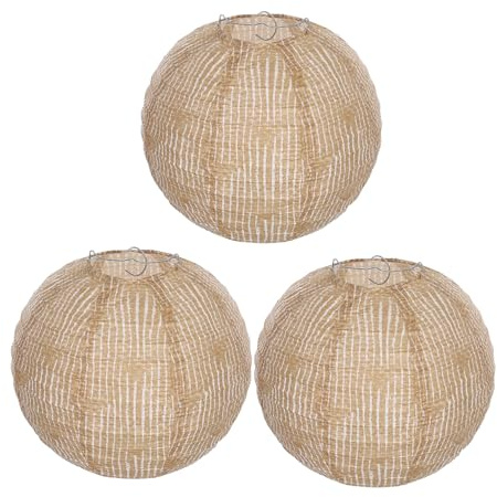 TOYANDONA 3Er-Set Runder Lampenschirm Aus Leinen Stoff Für Hängelampen Vintage Boho Stil Mit Weichem Lichtdiffusor Rustikale Laternen Für Wohnzimmer Schlafzimmer Und Festliche Dekoration