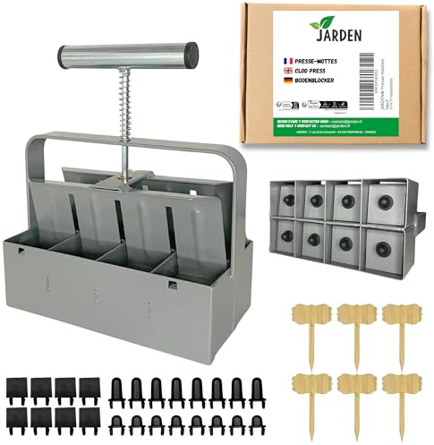 Jarden® Handgehaltener Bodenblockierer - 8 Klumpen Quadratisch 5x5 cm - Rostfreies Gartengerät aus Stahl zum Pflanzen von Samen, Saatgut und Stecklingen