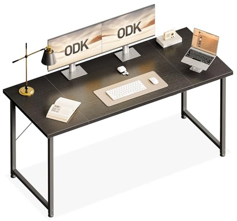 ODK Grand Bureau d'Ordinateur, Table de Bureau, 140x50cm Noir | Grande surface de travail pour ordinateur, idéale comme bureau informatique, poste de travail à domicile ou espace d'étude.