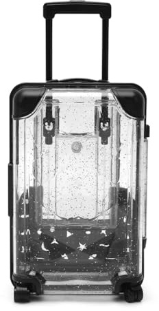 Mini Reise-Koffer Sparschwein, Transparent - Geldgeschenk Verpackung, Urlaubs-Sparschwein mit Handyhalter Funktion, Deko für Reise, Hochzeit & Geburtstag (12.5x8x4.5 cm) (Weiß)