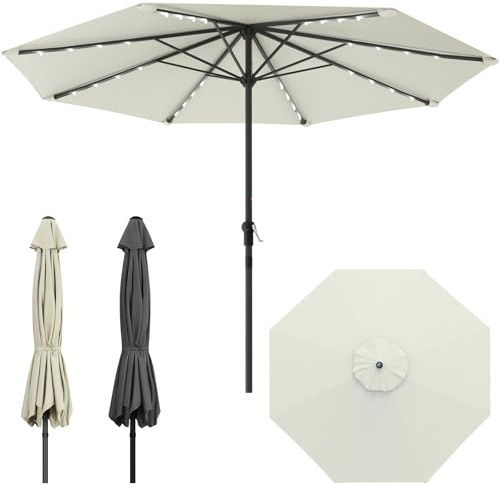 Huracan Sonnenschirm Groß 350cm, Gartenschirm Strandschirm Windfest Wasserdicht, UV Schutz Balkonschirm mit Kurbel, Knickbar Marktschirm Terrassenschirm ohne Ständer für Pool Festivals
