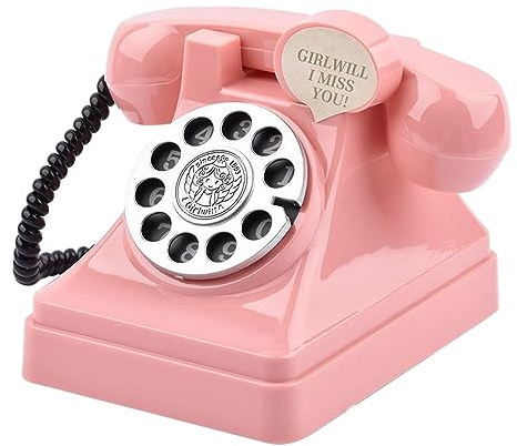 Jugutyeg Spardose Retro Telefon Spardose Geldbox Kinder Sparschwein mit Schloss Vintage Dekoration für Kinderzimmer Wohnzimmer Schlafzimmer Arbeitsz, ROSA
