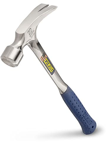 ESTWING Framing Hammer - 22 oz USA Made Long Handle Straight Rip Claw Hammer with Milled Face & Shock Reduction Grip - E3-22SM