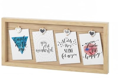 Dcasa – Portafoto con mollette naturale per 4 foto 10 x 15 cm.