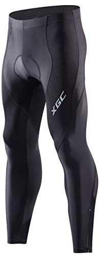 XGC Herren Lange Radhose Hose Fahrradhose Hose Tights Legging mit 4D Schwamm gepolstert - Schwarz - Groß